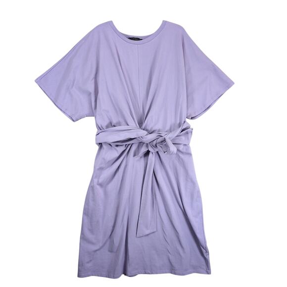 NWT Eloquii Women's Plus Size 20 Lilac Cross Front Tie Flutter Sleeve Midi Dress - Picture 1 of 6